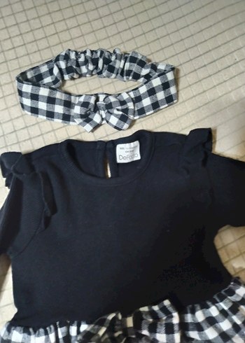 Kız Çocuk Siyah Fırfırlı Kareli Elbise - Görsel 6