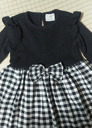 Kız Çocuk Siyah Fırfırlı Kareli Elbise - Görsel 3