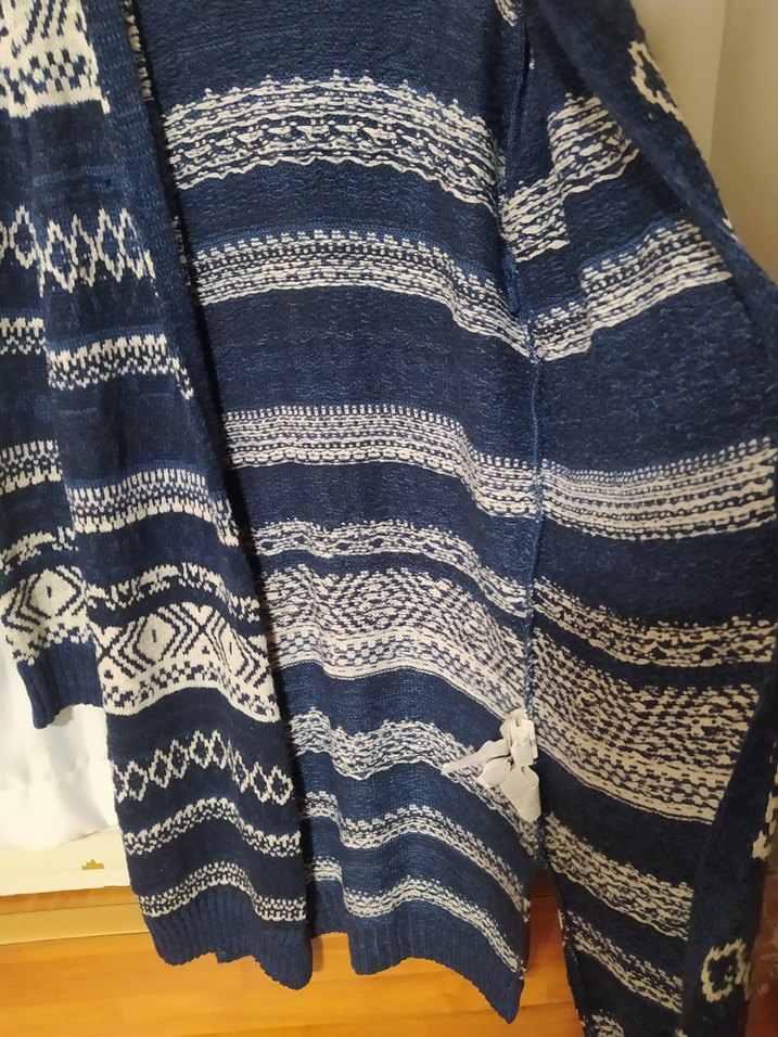 Bohem Desenli Mavi Uzun Triko Hırka - Görsel 4