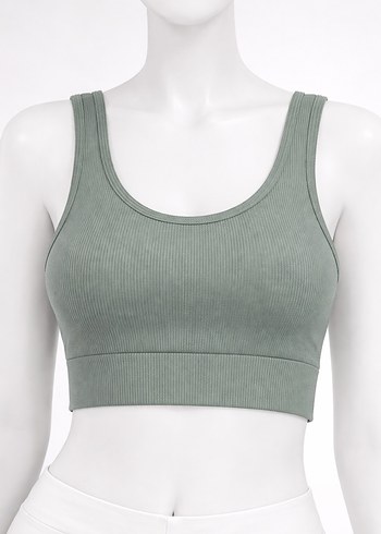 Gri Kadın Spor Crop Top - Görsel 4