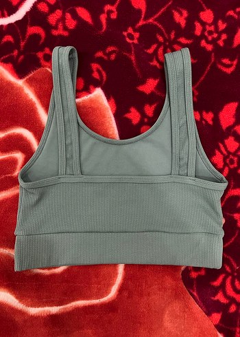 Gri Kadın Spor Crop Top - Görsel 2