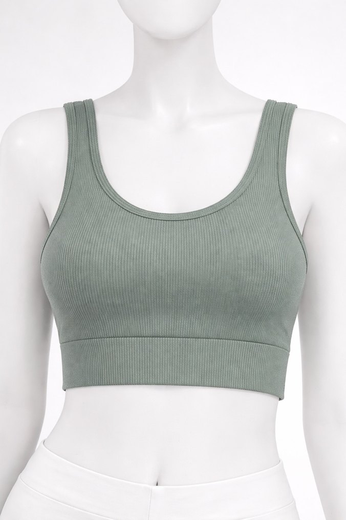 Gri Kadın Spor Crop Top - Görsel 4