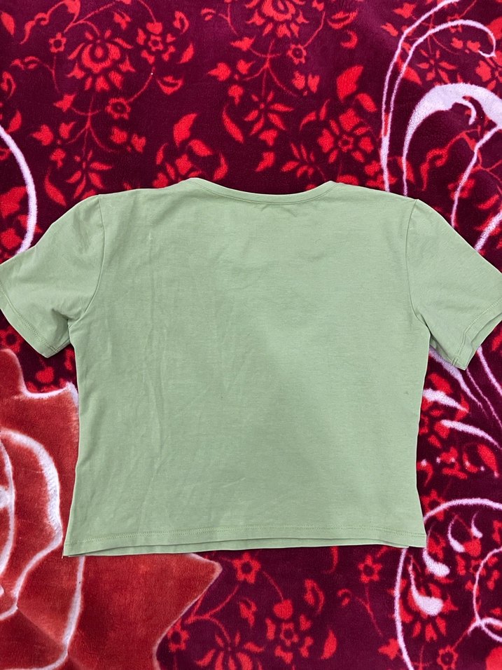 Yeşil Kısa Kollu Pamuklu Tişört - Görsel 3