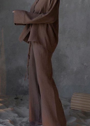 Mai Collection Kahverengi Müslin Takım - Görsel 4