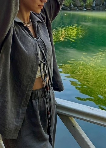 Mai Collection Antrasit Müslin Takım - Görsel 3