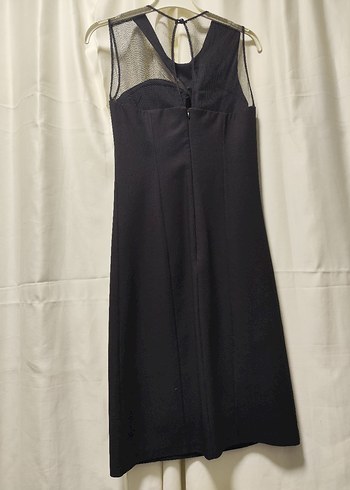 Siyah Drapeli Kolsuz Uzun Elbise - Görsel 4