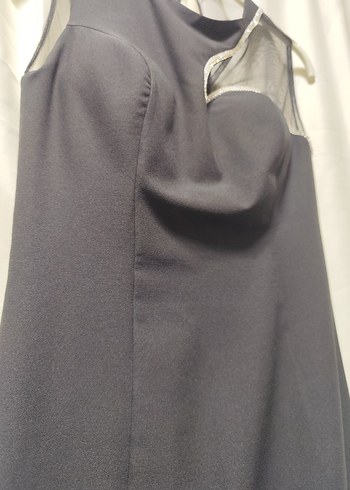 Siyah Drapeli Kolsuz Uzun Elbise - Görsel 3