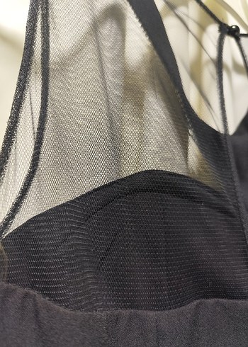 Siyah Drapeli Kolsuz Uzun Elbise - Görsel 6