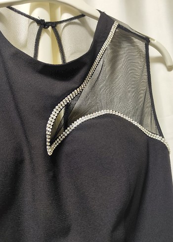 Siyah Drapeli Kolsuz Uzun Elbise - Görsel 2