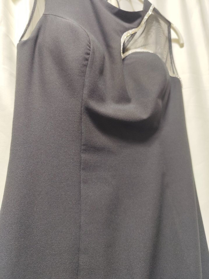 Siyah Drapeli Kolsuz Uzun Elbise - Görsel 3