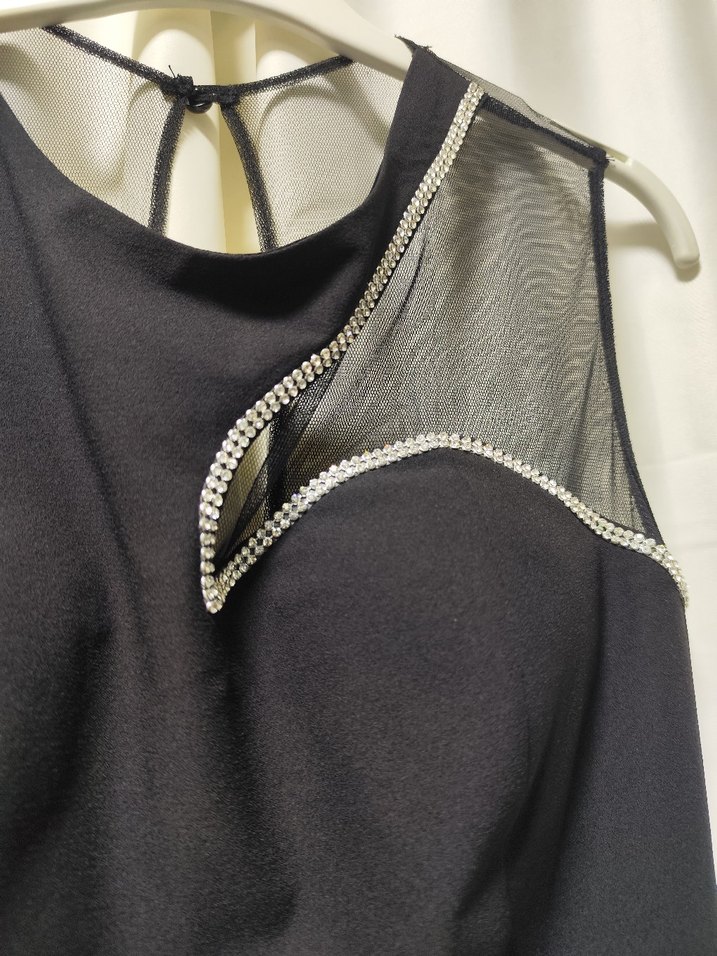 Siyah Drapeli Kolsuz Uzun Elbise - Görsel 2