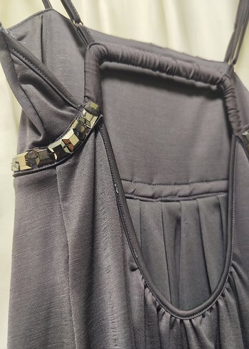 Siyah Piliseli Uzun Askılı Abiye Elbise - Görsel 6