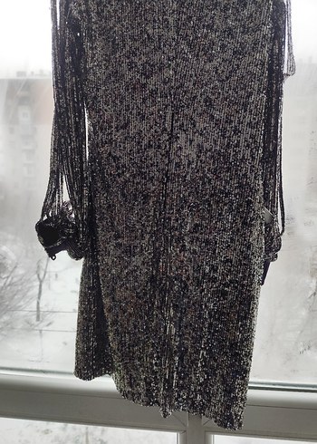 Uzun Kollu Drapeli Gri Abiye Elbise - Görsel 7