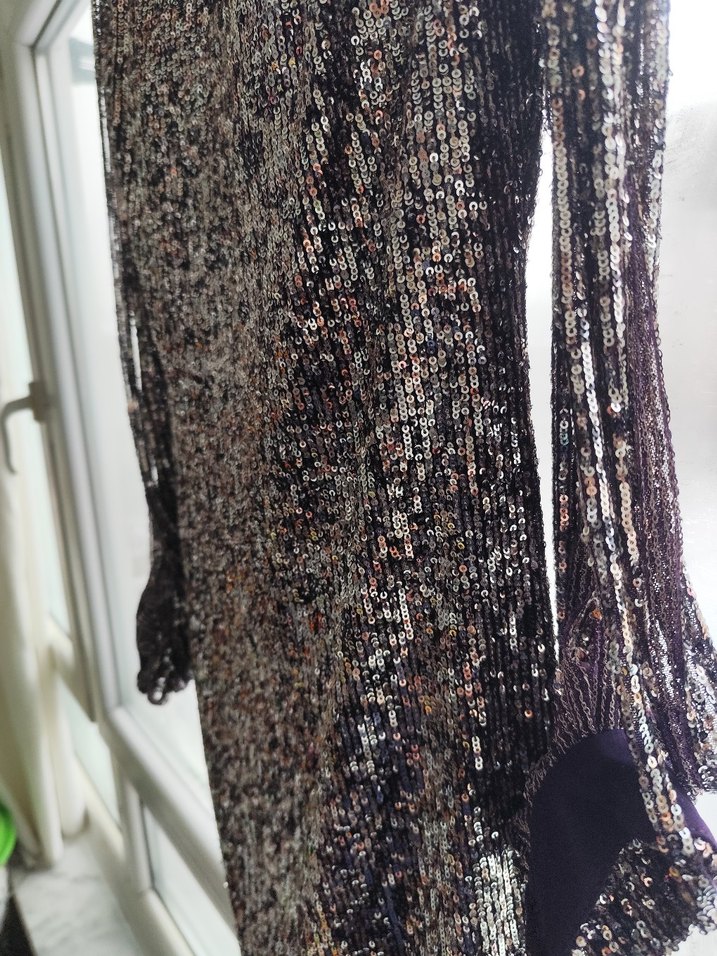 Uzun Kollu Drapeli Gri Abiye Elbise - Görsel 4