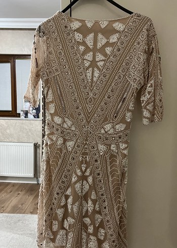 Bohem tarzı boncuk işlemeli pullu şık abiye - Görsel 5