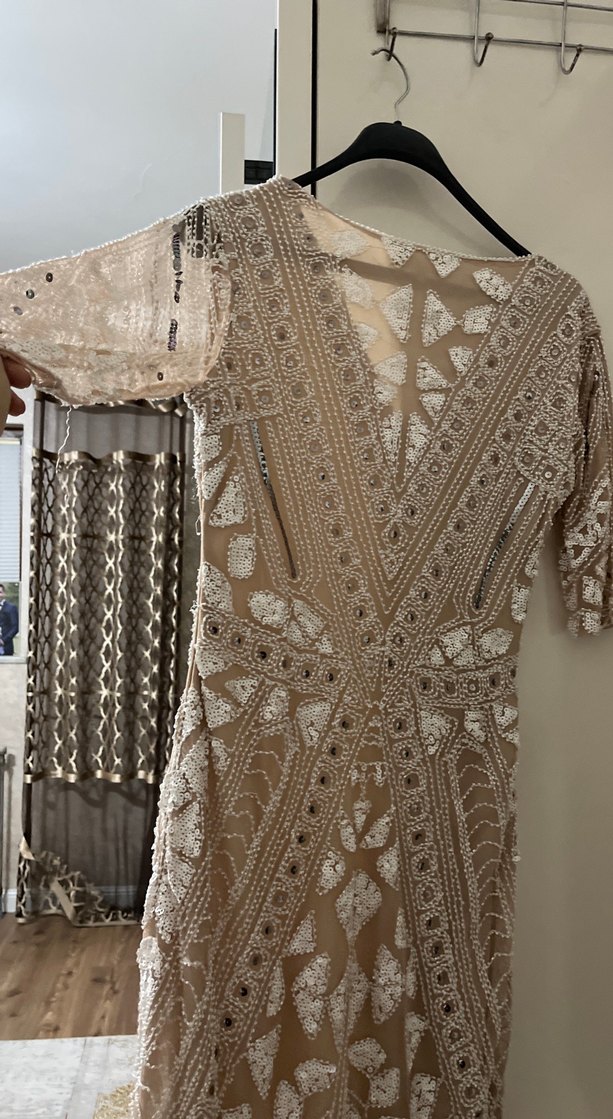 Bohem tarzı boncuk işlemeli pullu şık abiye - Görsel 4