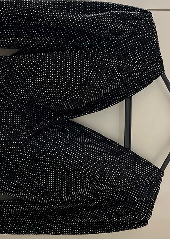 Uzun Kollu V Yakalı Drapeli Siyah Elbise - Görsel 2