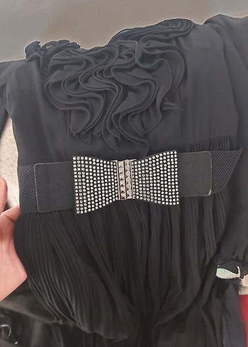 Siyah Uzun Kollu Fırfırlı Gotik Elbise - Görsel 7