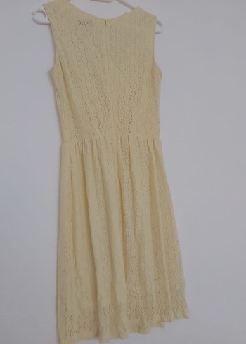 Bej Dantel Detaylı Midi Kolsuz Örme Elbise - Görsel 5