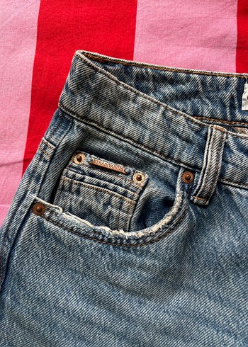 Düğmeli yüksek bel jean - Görsel 5