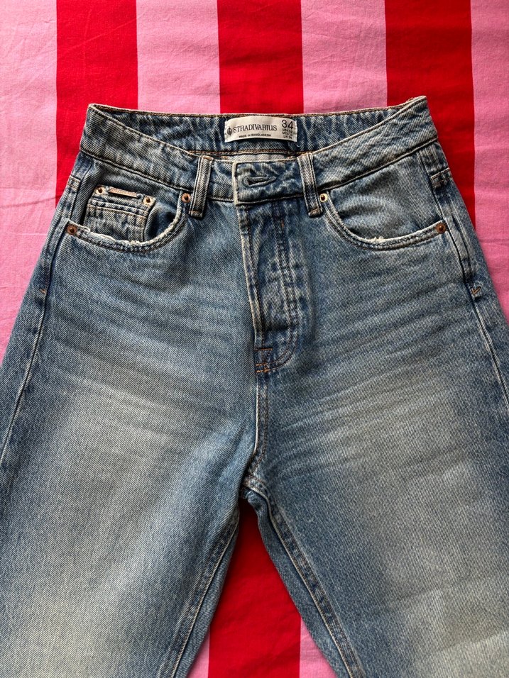 Düğmeli yüksek bel jean - Görsel 4