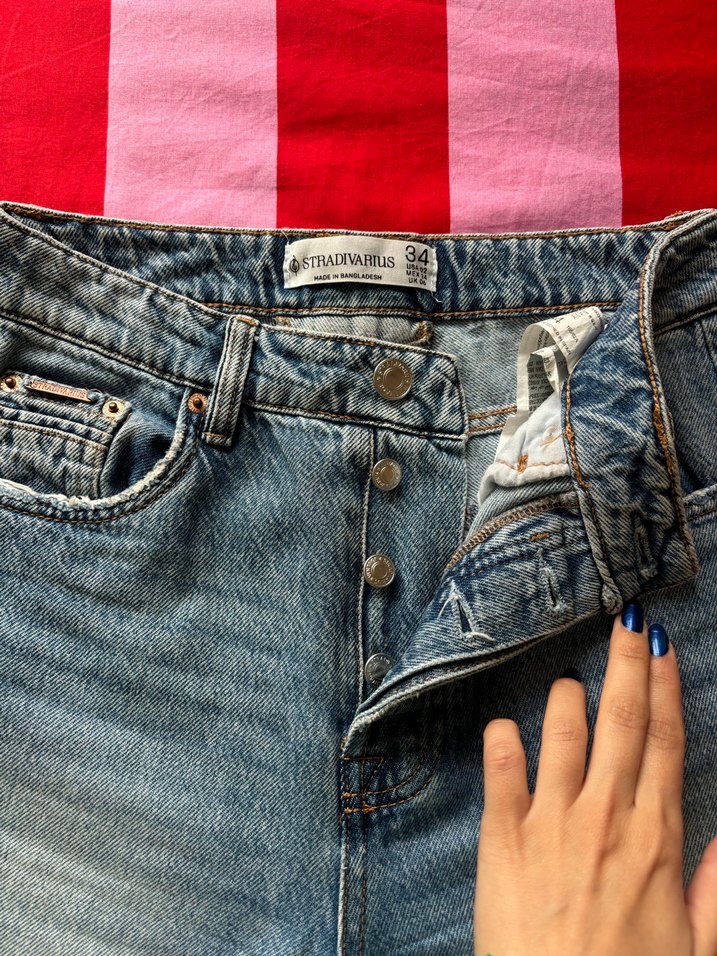 Düğmeli yüksek bel jean - Görsel 2