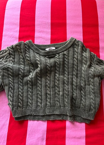 Haki Örgü Kadın Triko Kazak - Görsel 2