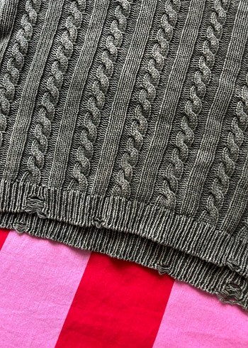 Haki Örgü Kadın Triko Kazak - Görsel 3