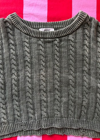 Haki Örgü Kadın Triko Kazak - Görsel 4