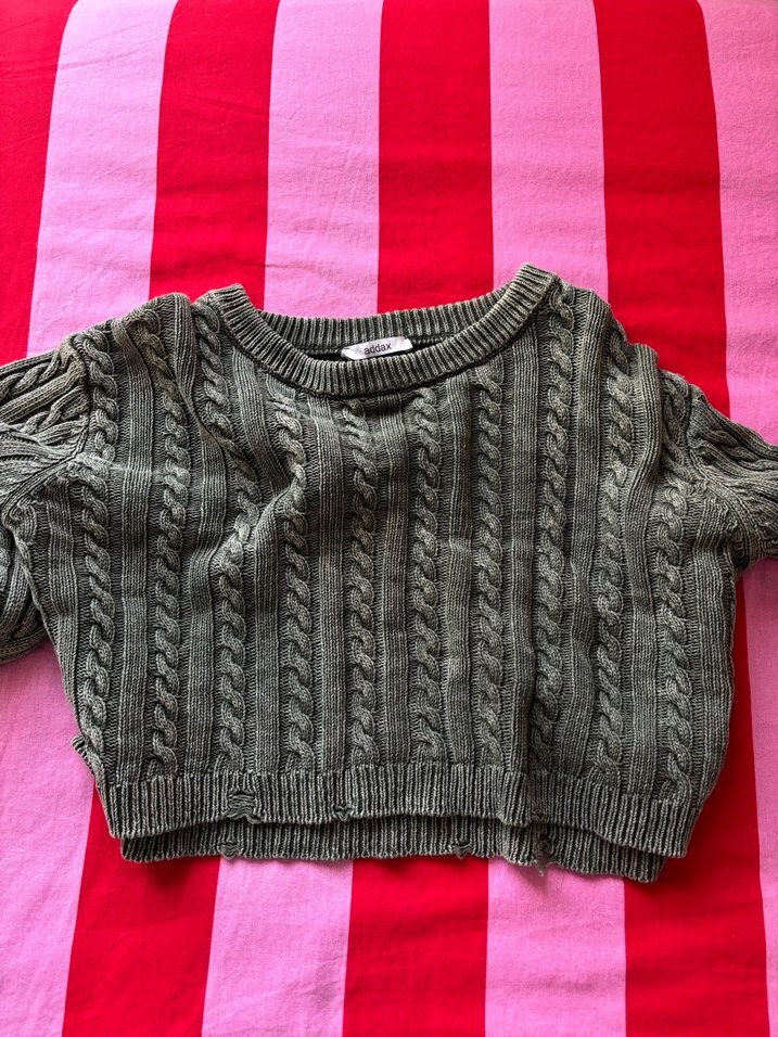 Haki Örgü Kadın Triko Kazak - Görsel 2