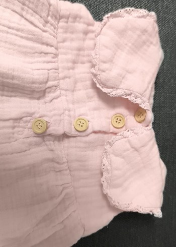 Düğmeli Pembe Bebek Kız Tulum - Görsel 3