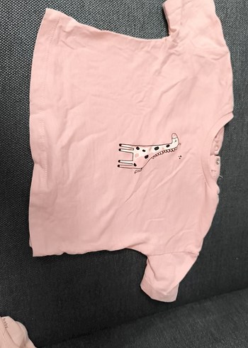 LCW baby Kız Çocuk Pembe ve Beyaz  Baskılı Kısa Kollu Tişört - Görsel 2