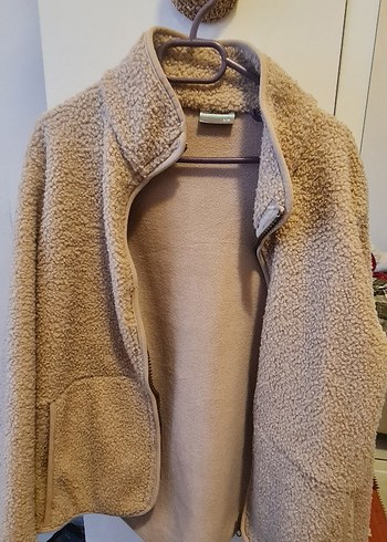 Bej Kadın Peluş Midi Ceket - Görsel 2