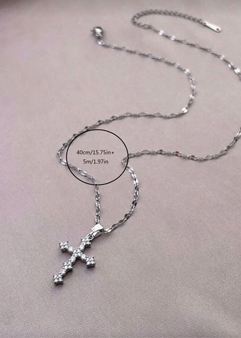 Gri İşlemeli Zincir Detaylı Minimalist Kolye - Görsel 3