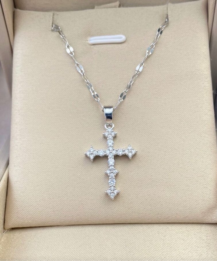 Gri İşlemeli Zincir Detaylı Minimalist Kolye - Görsel 2