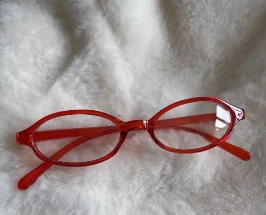 Şeffaf Kırmızı Retro Kadın Gözlüğü - Görsel 2
