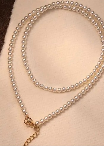 Beyaz Minimalist İnci Kolye - Görsel 2