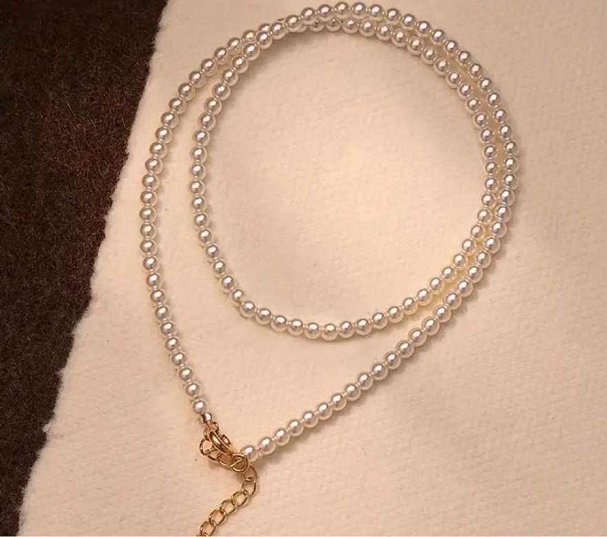 Beyaz Minimalist İnci Kolye - Görsel 2