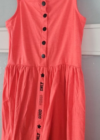 nar çiçeği askılı kız çocuk penye elbise - Görsel 2