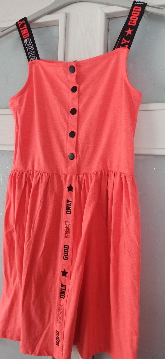 nar çiçeği askılı kız çocuk penye elbise - Görsel 2