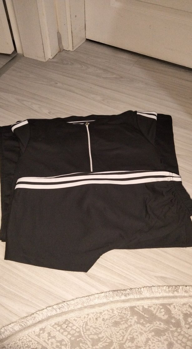 Siyah Kapüşonlu Uzun Kadın Spor Elbise - Görsel 3