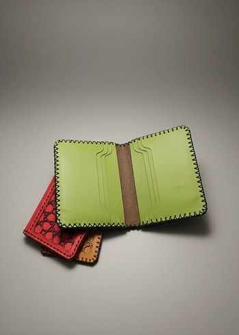 Gerçek deri el yapımı cüzdan yeşil - Görsel 3