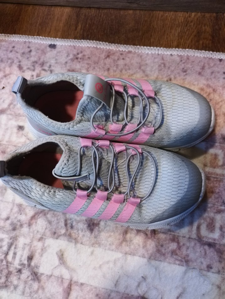 çocuk Gri-Pembe Spor Ayakkabı Bağcıklı - Görsel 2