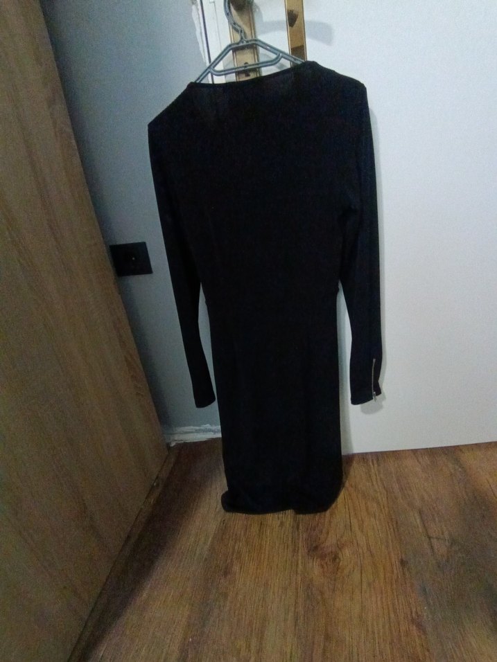 Siyah Uzun Kollu Gotik Kadın Elbise - Görsel 4