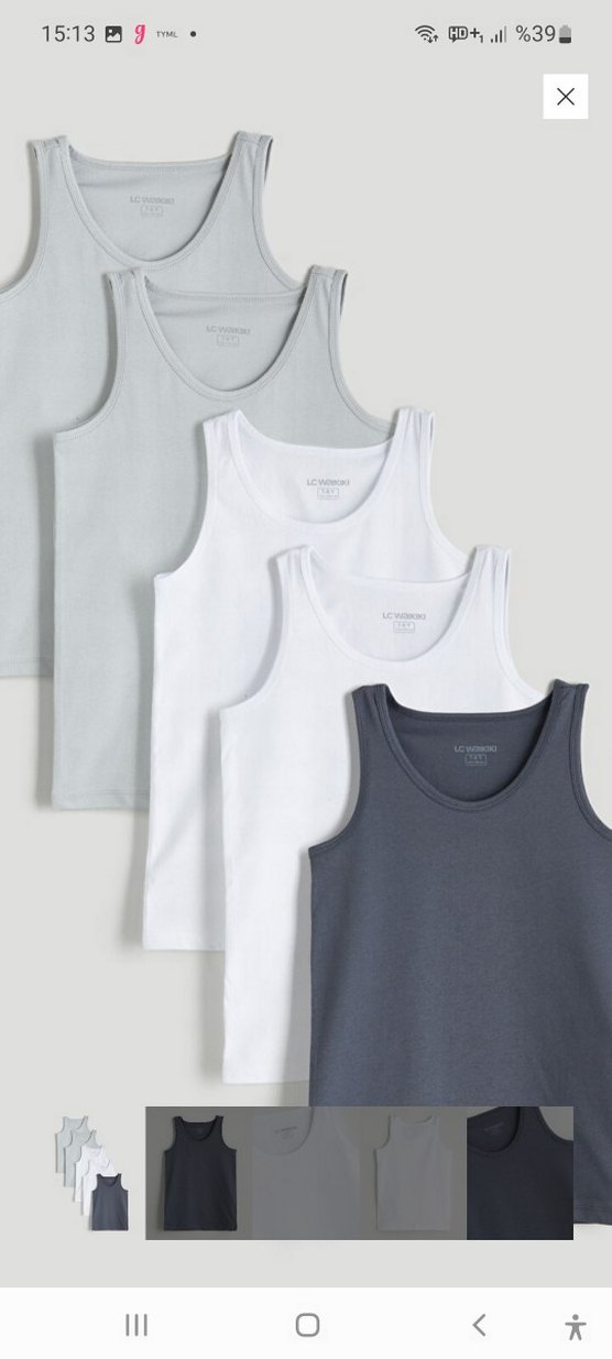 Beyaz ve Gri Baskılı Çocuk Atlet 5'li Paket - Görsel 2