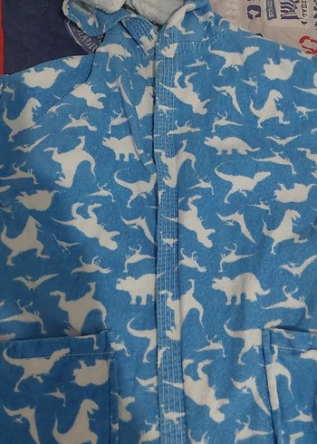 Erkek Çocuk Mavi Desenli Bornoz - Görsel 2