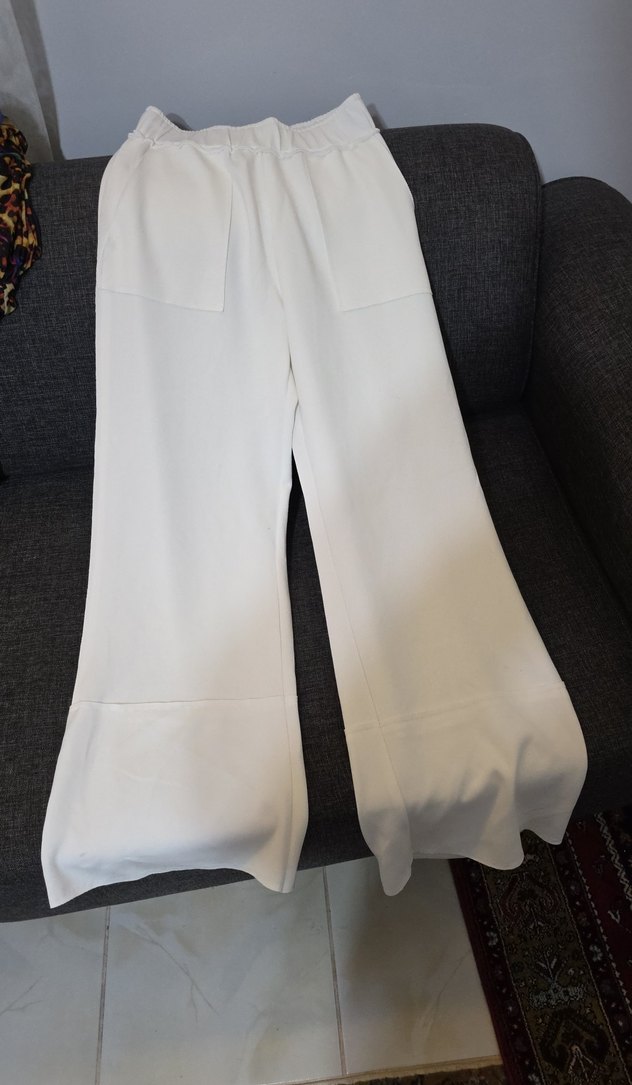 Mini Beyaz Kadın Saten Pantolon - Görsel 3