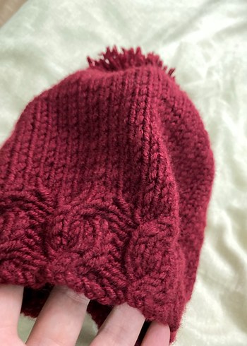 Bordo El Örgüsü Kadın Bere - Görsel 2