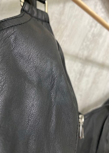 Siyah Deri Kadın Biker Mini Büstiyer - Görsel 2