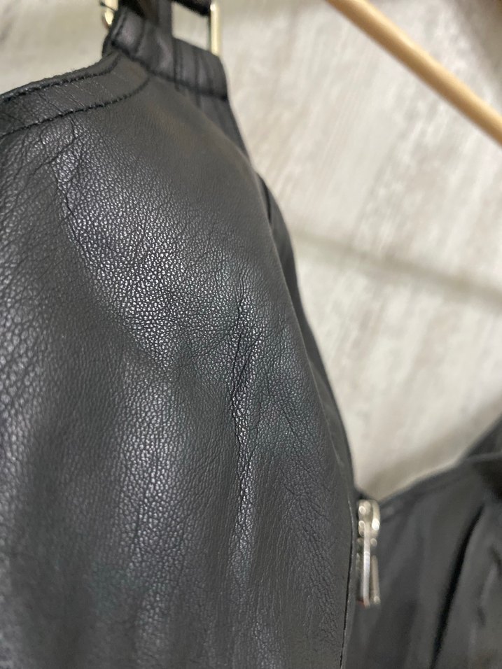 Siyah Deri Kadın Biker Mini Büstiyer - Görsel 2